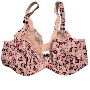 Elomi Lucie Plunge Underwire White Pink Bra Size 36G